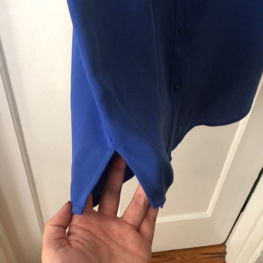 Adrienne Vittadini Royal Blue Sleeveless Button Front Shirt Knee Length Dress 8 - Picture 5 of 10